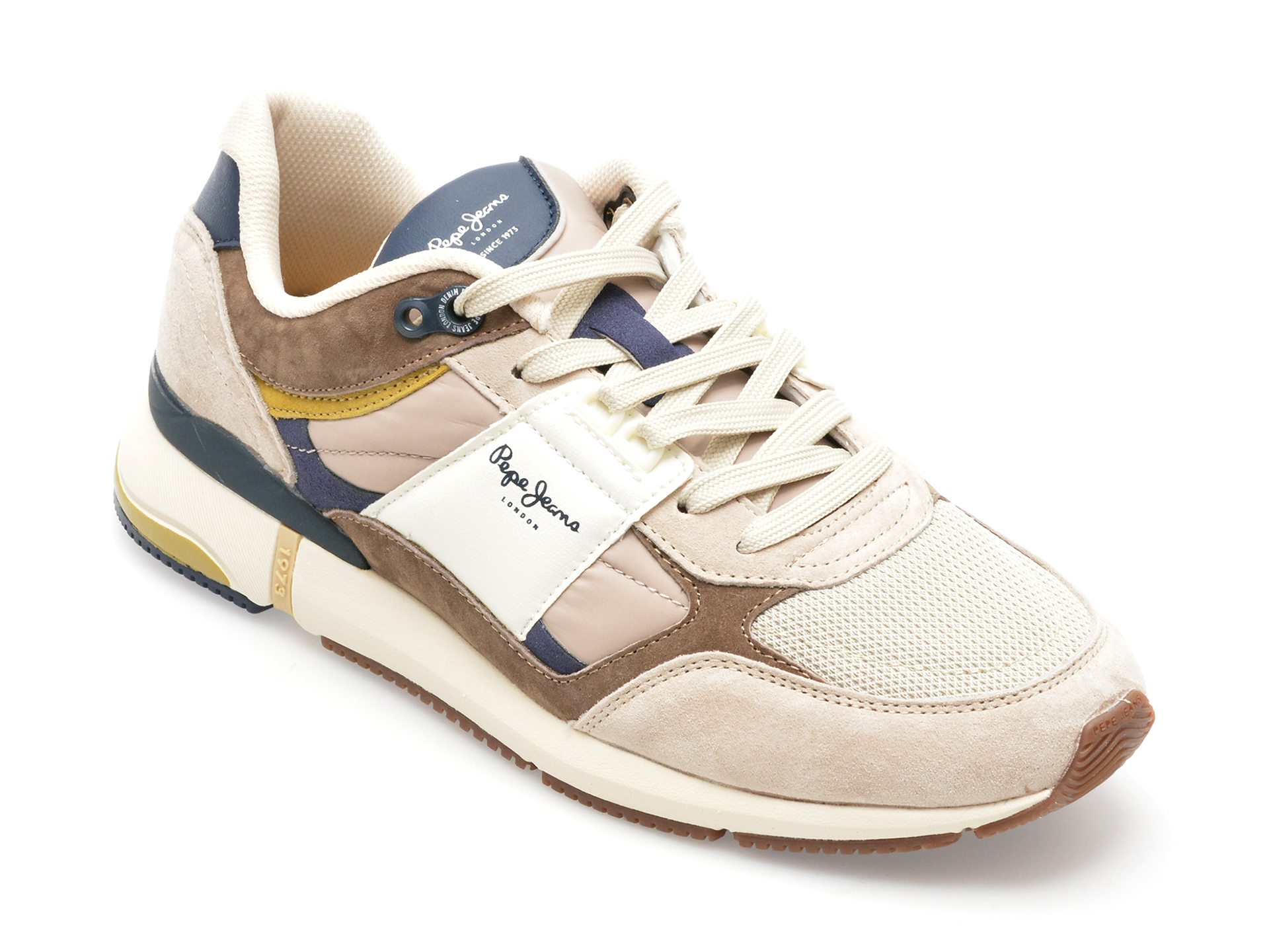Pantofi PEPE JEANS bej, LONDON PRO MESH, din piele naturala Pantofi PEPE JEANS bej, LONDON PRO MESH, din piele naturala