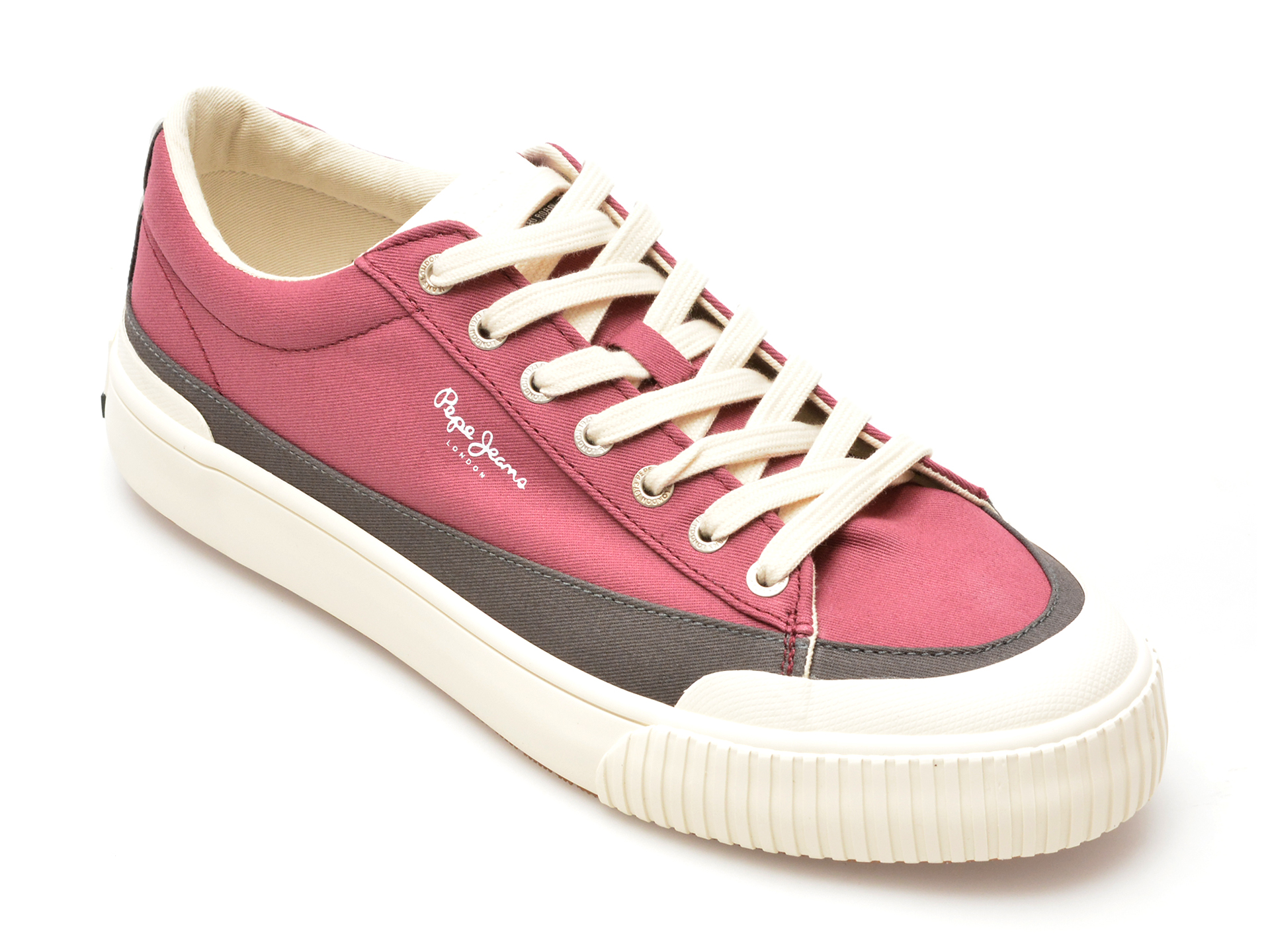 Pantofi PEPE JEANS visinii, BEN BAND, din material textil Pantofi PEPE JEANS visinii, BEN BAND, din material textil