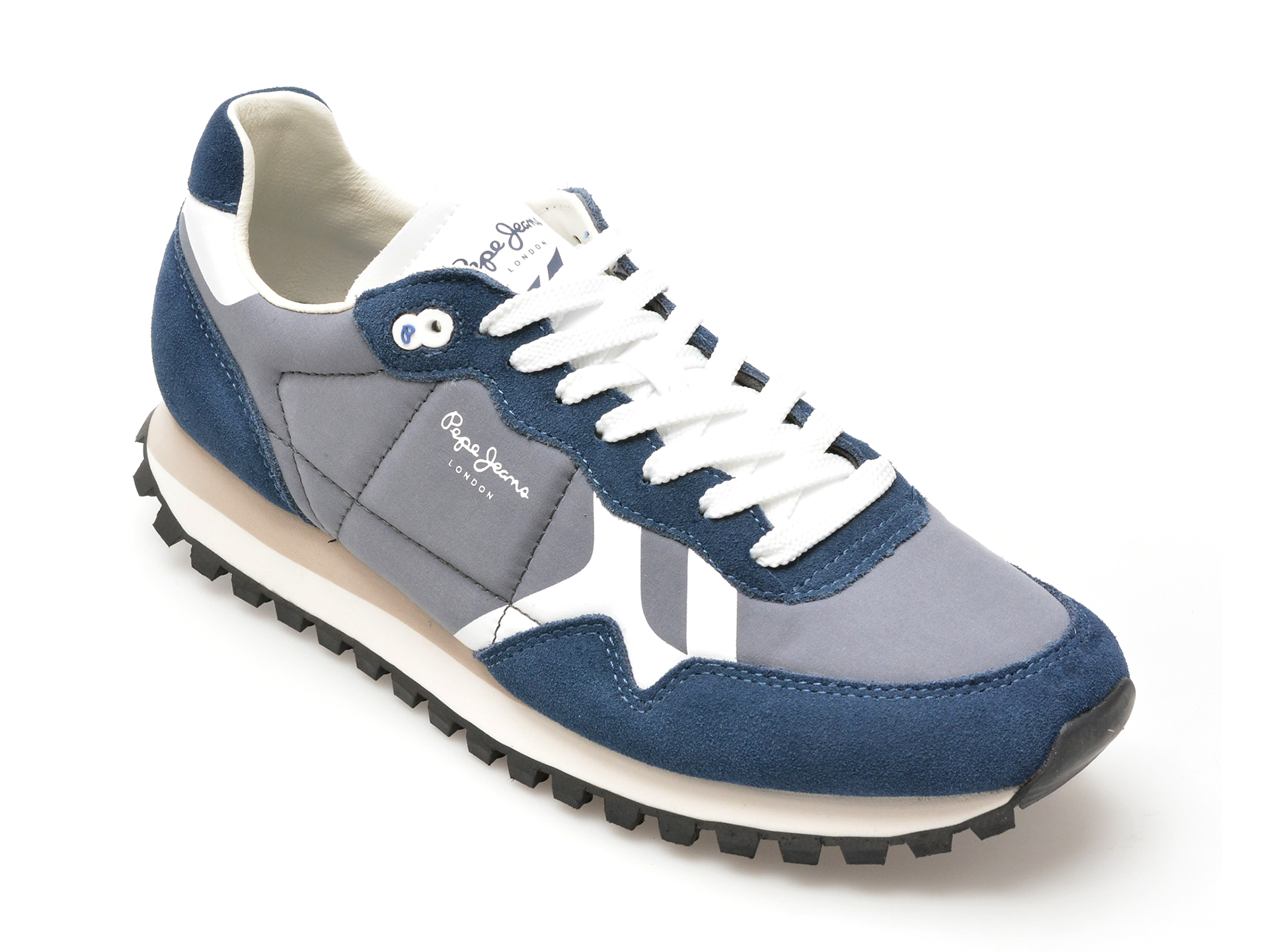 Pantofi sport PEPE JEANS bleumarin, BRIT-ON PRINT, din material textil Pantofi sport PEPE JEANS bleumarin, BRIT-ON PRINT, din material textil
