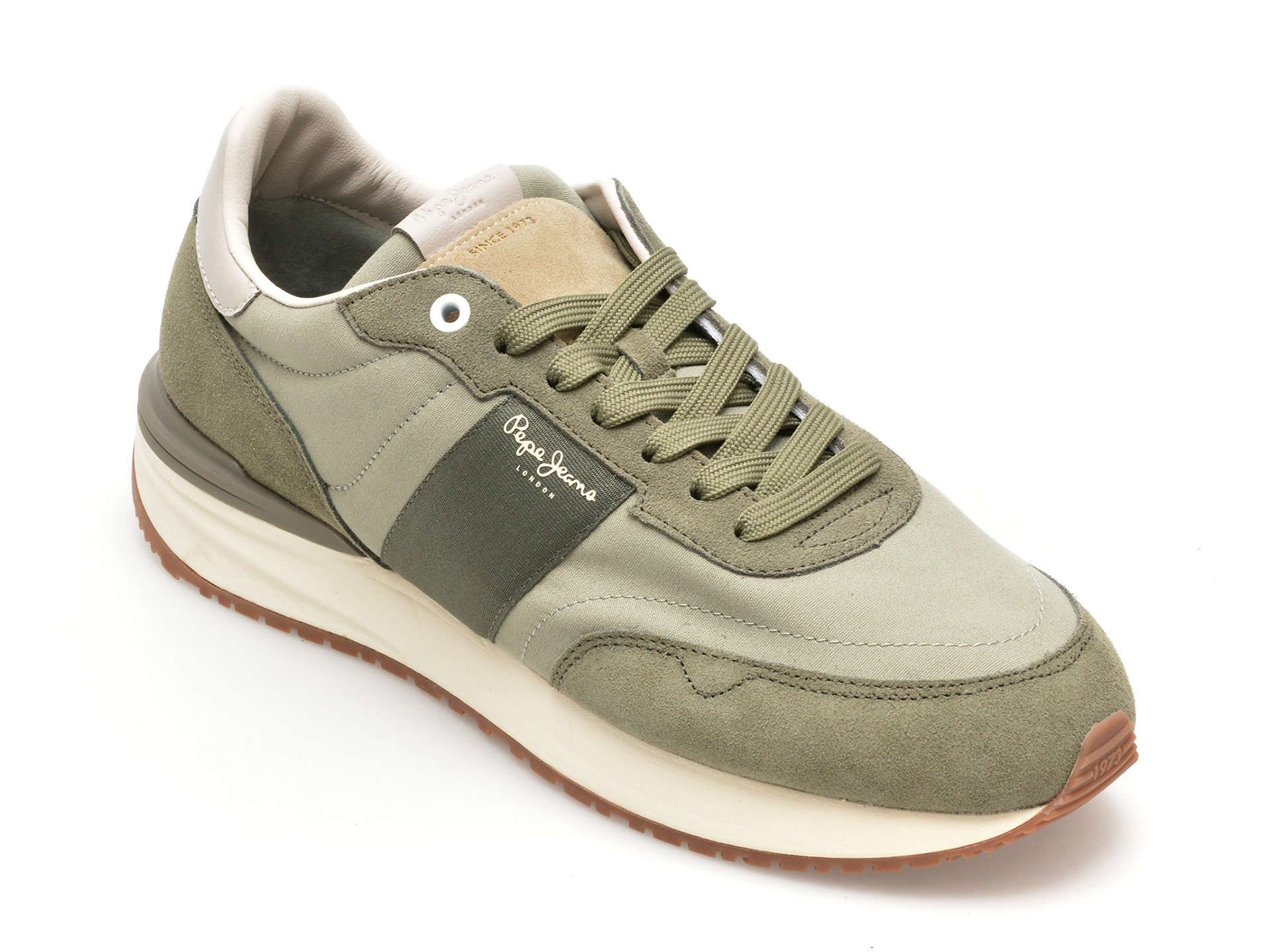Pantofi sport PEPE JEANS kaki, BUSTER TAPE, din piele intoarsa Pantofi sport PEPE JEANS kaki, BUSTER TAPE, din piele intoarsa