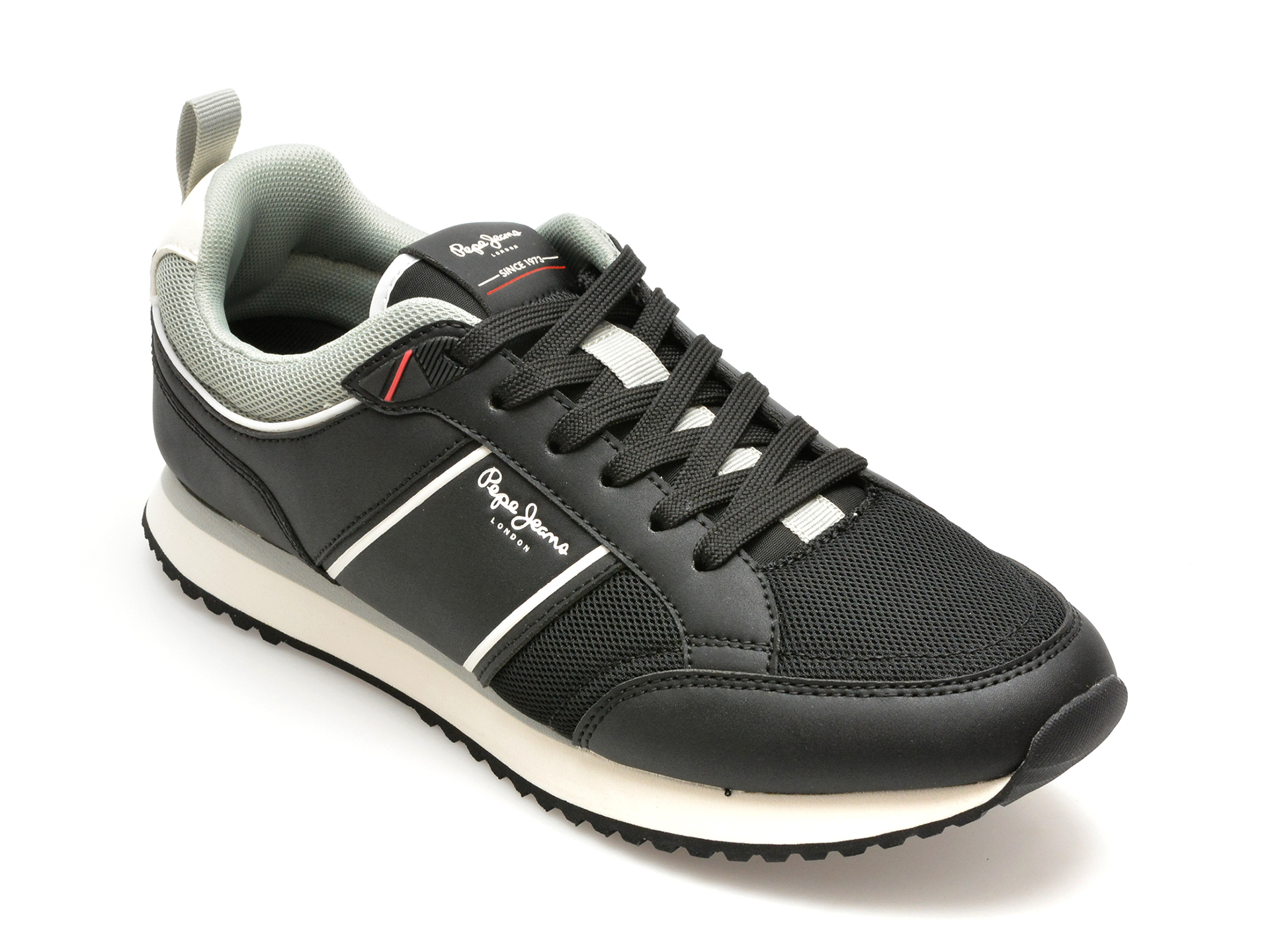 Pantofi sport PEPE JEANS negri, DUBLIN BRAND, din piele ecologica Pantofi sport PEPE JEANS negri, DUBLIN BRAND, din piele ecologica