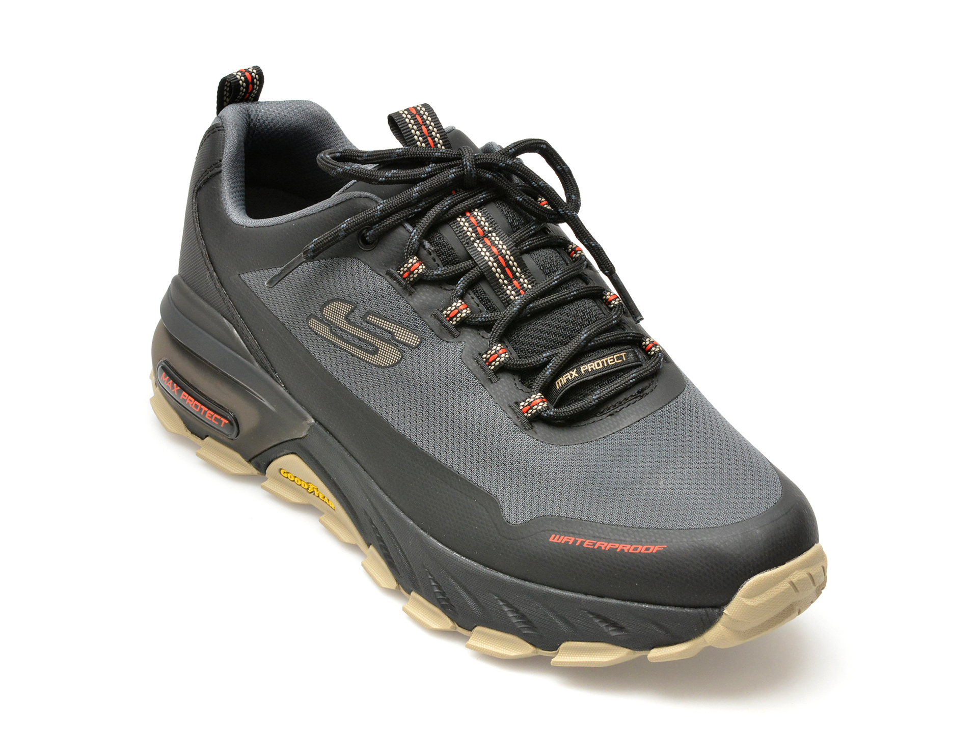 Pantofi sport SKECHERS gri, MAX PROTECT, din material textil Pantofi sport SKECHERS gri, MAX PROTECT, din material textil