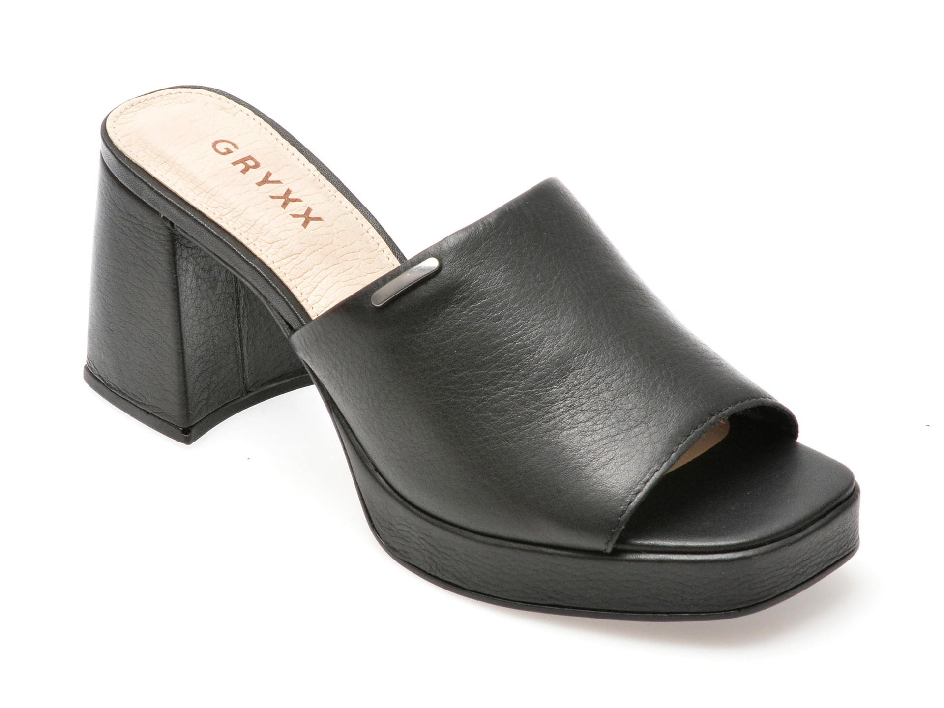 Papuci casual GRYXX negri, 356302, din piele naturala Papuci casual GRYXX negri, 356302, din piele naturala