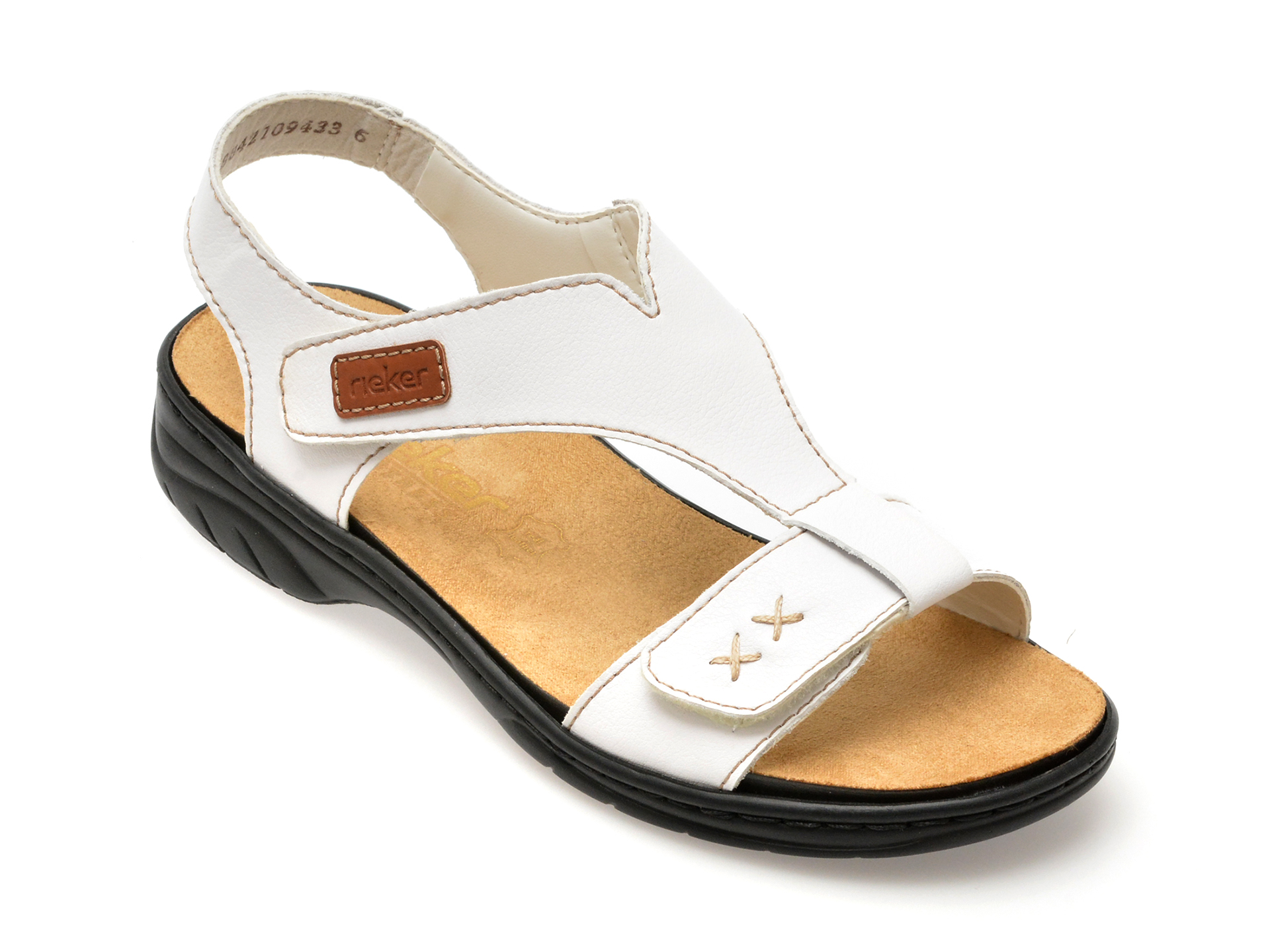 Sandale casual RIEKER albe, 64577, din piele naturala Sandale casual RIEKER albe, 64577, din piele naturala