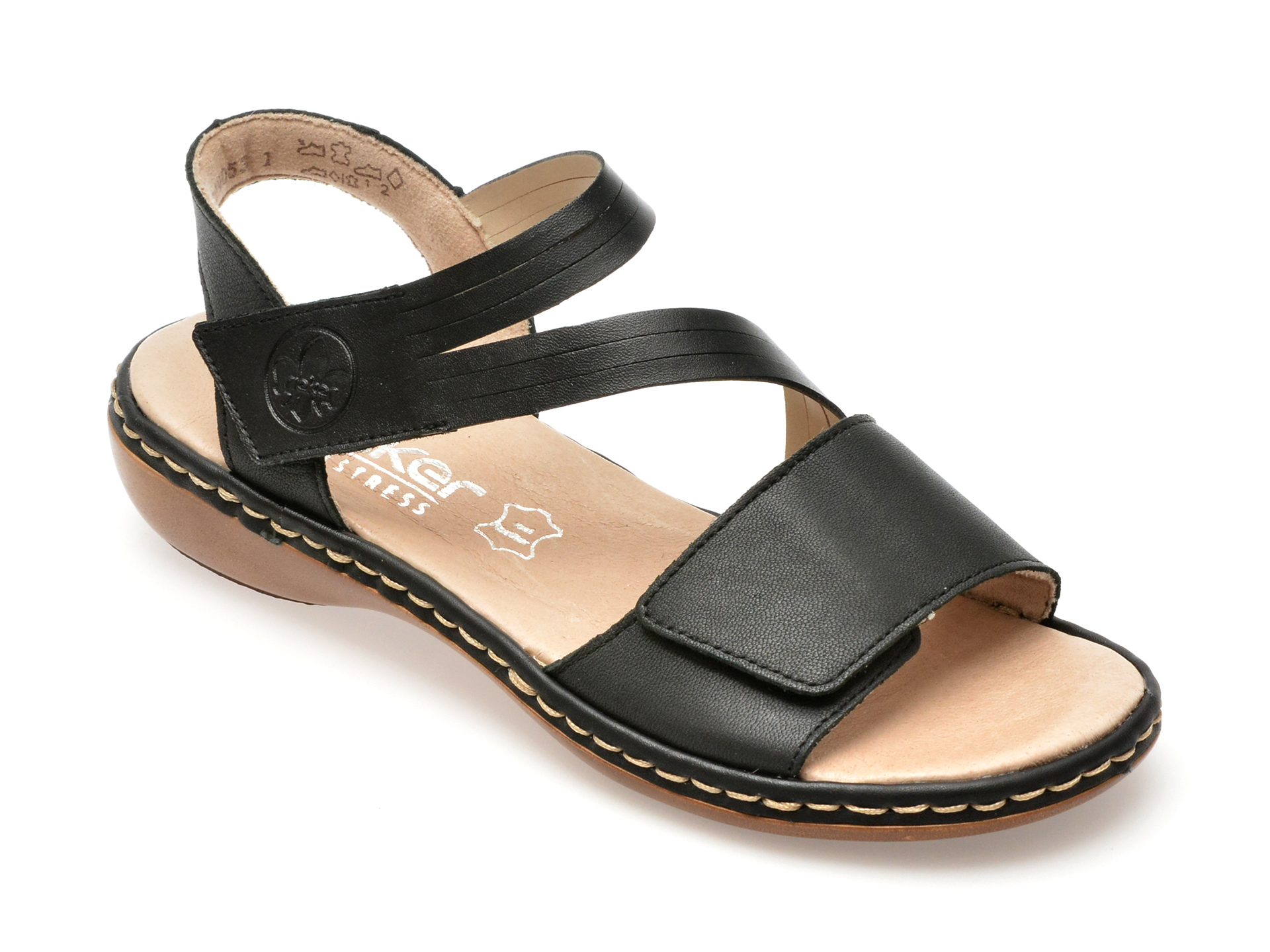 Sandale casual RIEKER negre, 65964, din piele naturala Sandale casual RIEKER negre, 65964, din piele naturala