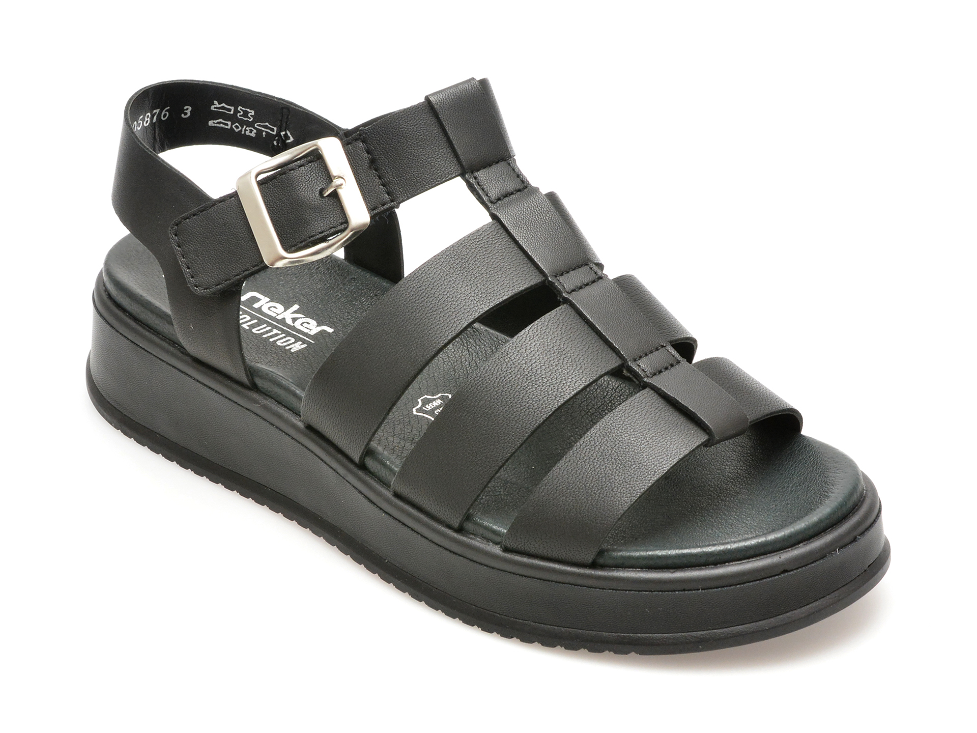 Sandale casual RIEKER negre, W0804, din piele naturala Sandale casual RIEKER negre, W0804, din piele naturala