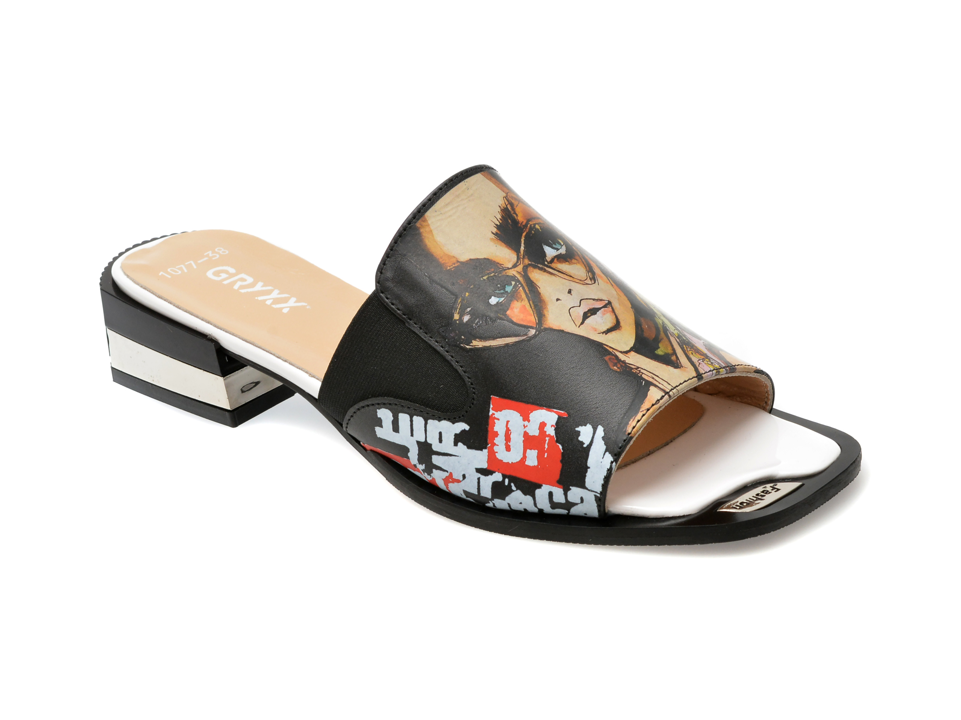 Papuci casual GRYXX negri, 313077, din piele naturala Papuci casual GRYXX negri, 313077, din piele naturala