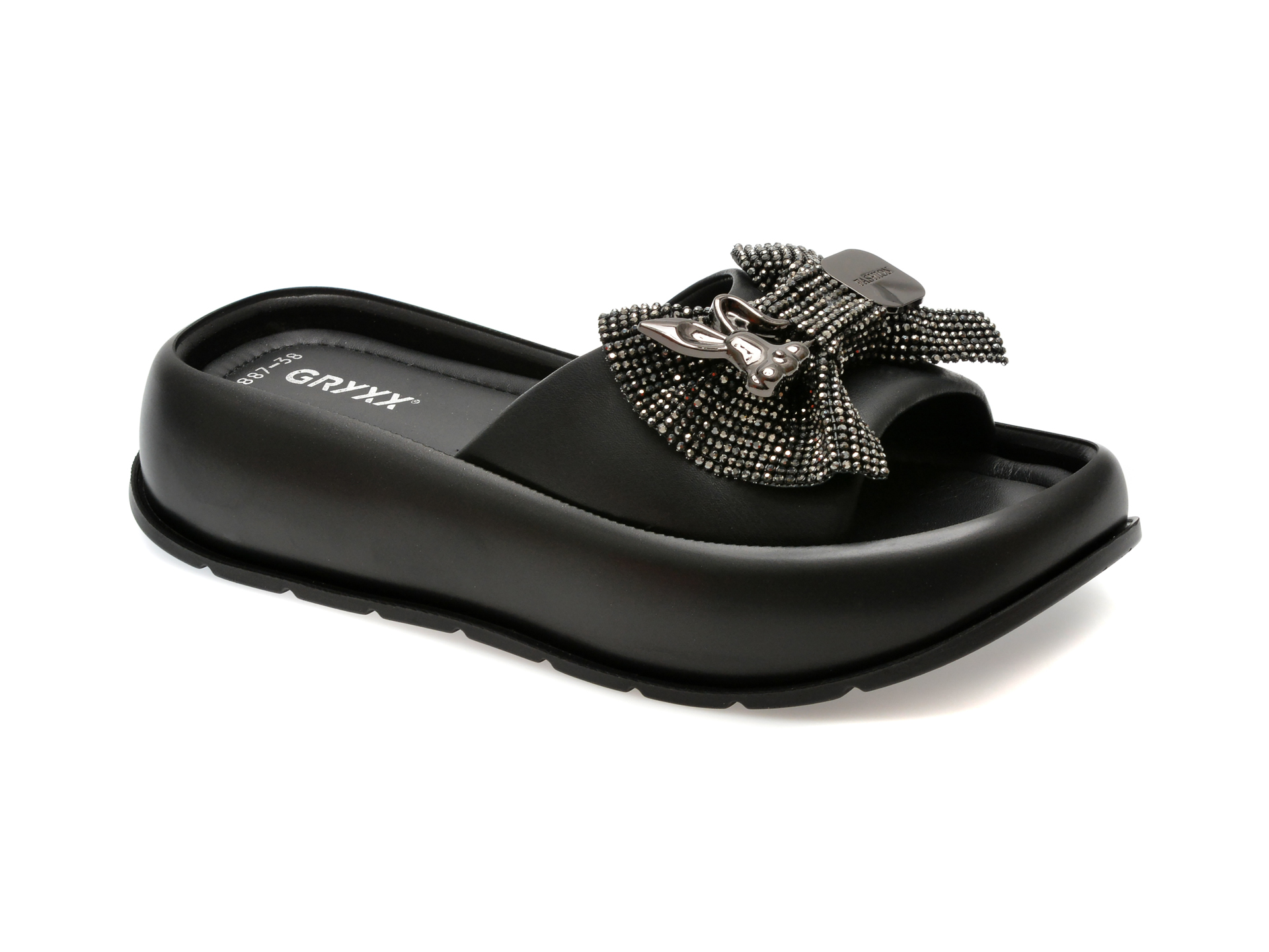 Papuci casual GRYXX negri, 481887, din piele naturala Papuci casual GRYXX negri, 481887, din piele naturala