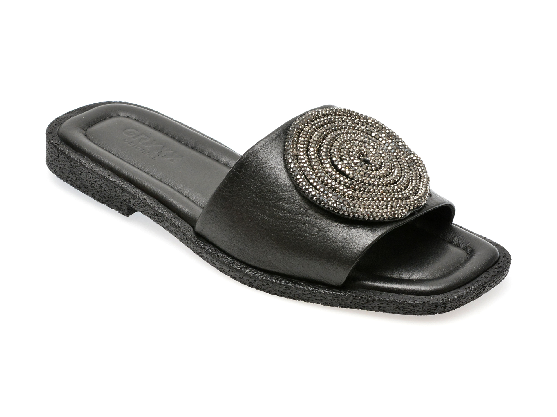 Papuci casual GRYXX negri, 5001751, din piele naturala Papuci casual GRYXX negri, 5001751, din piele naturala