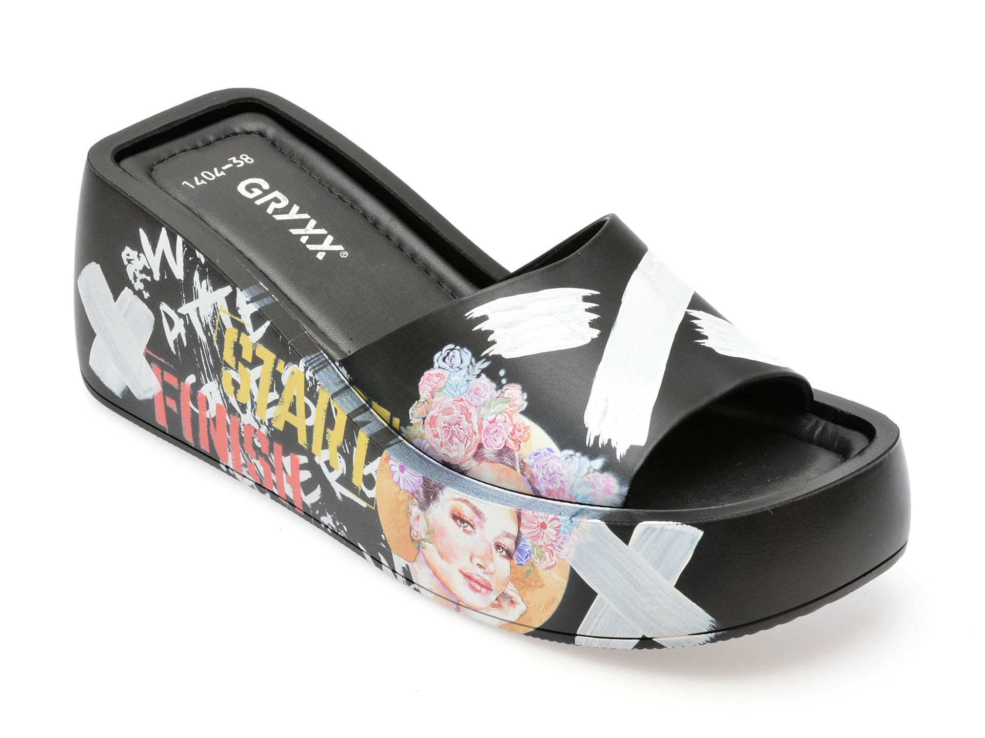 Papuci casual GRYXX negri, 5601404, din piele naturala Papuci casual GRYXX negri, 5601404, din piele naturala