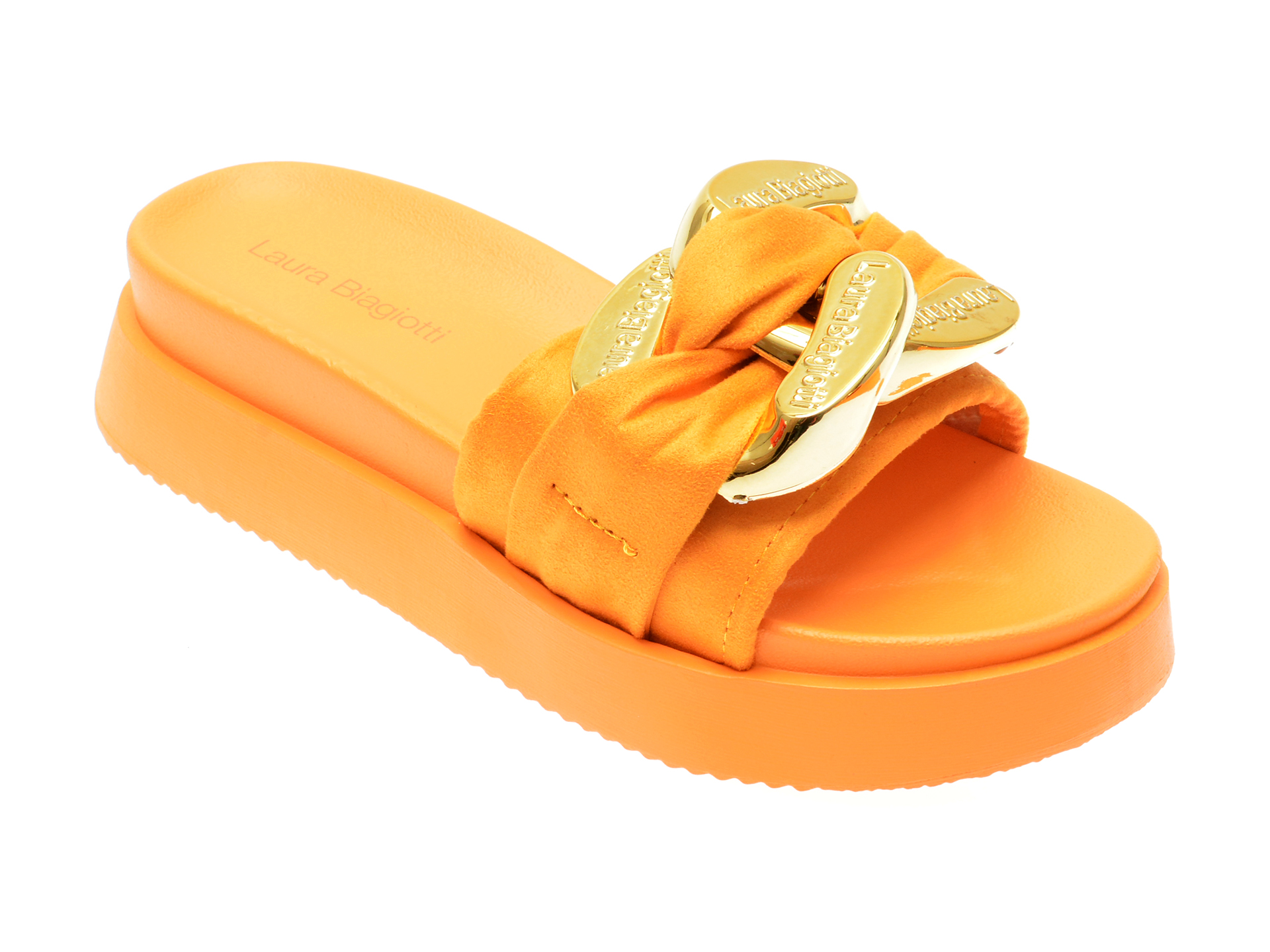 Papuci casual LAURA BIAGIOTTI galbeni, 8647, din piele ecologica Papuci casual LAURA BIAGIOTTI galbeni, 8647, din piele ecologica