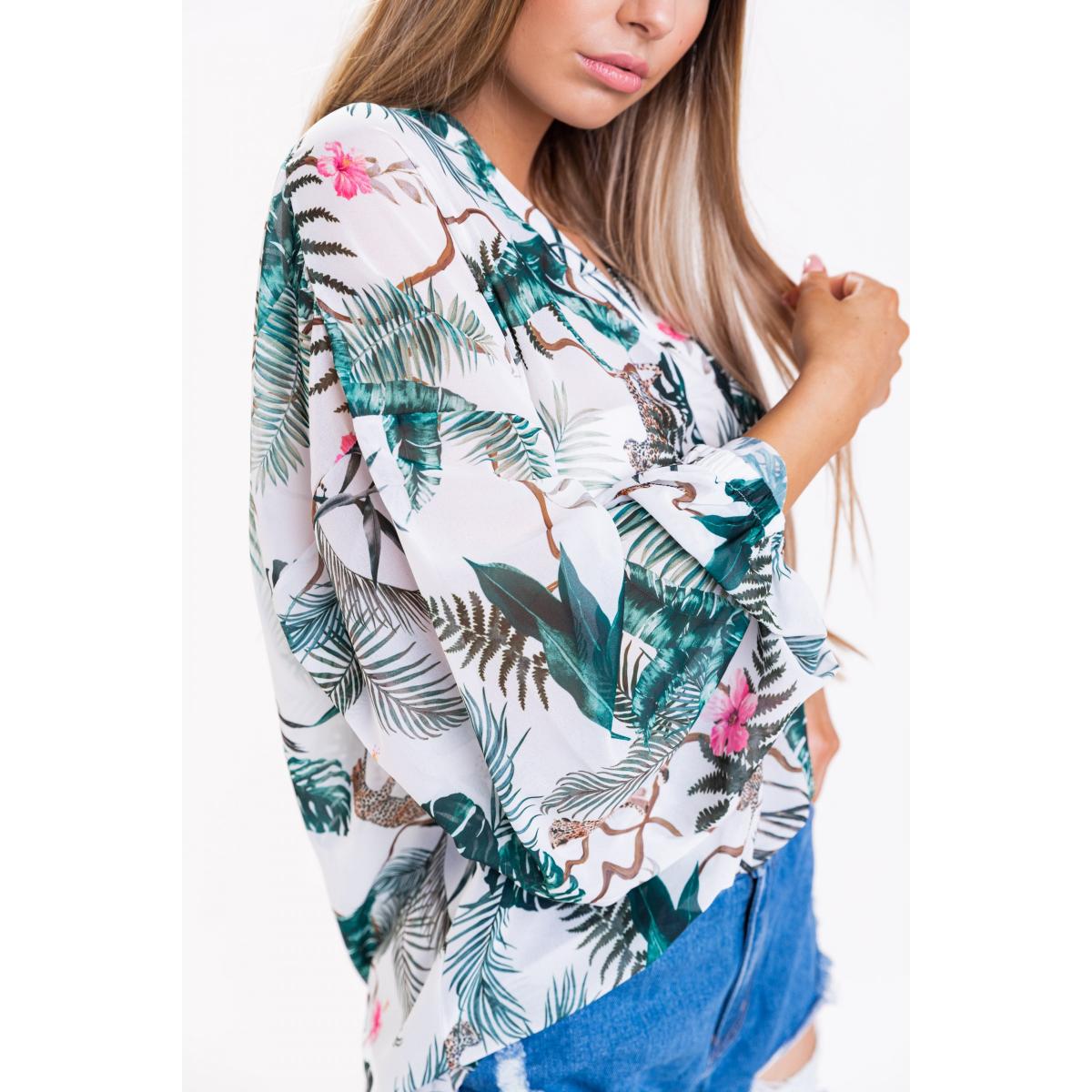 Bluză Elegantă Cu Mâneci Lungi Și Cu Imprimeu Peggi, Albă Bluză Elegantă Cu Mâneci Lungi Și Cu Imprimeu Peggi, Albă
