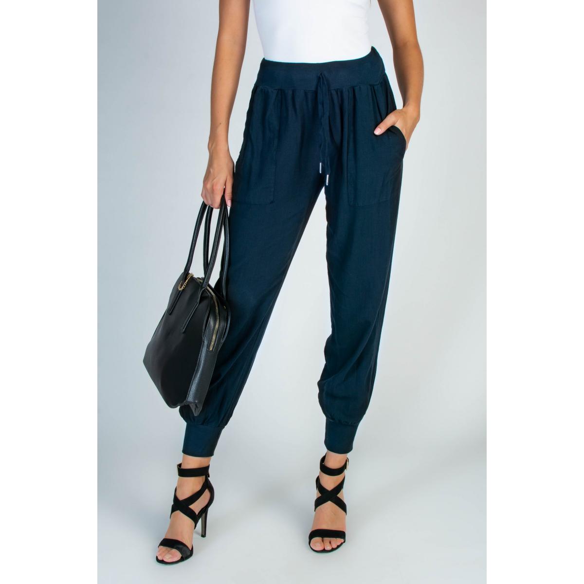 Pantaloni Lungi Cu Buzunare Și Elastic In Talie Amory, Albastru Închis Pantaloni Lungi Cu Buzunare Și Elastic In Talie Amory, Albastru Închis