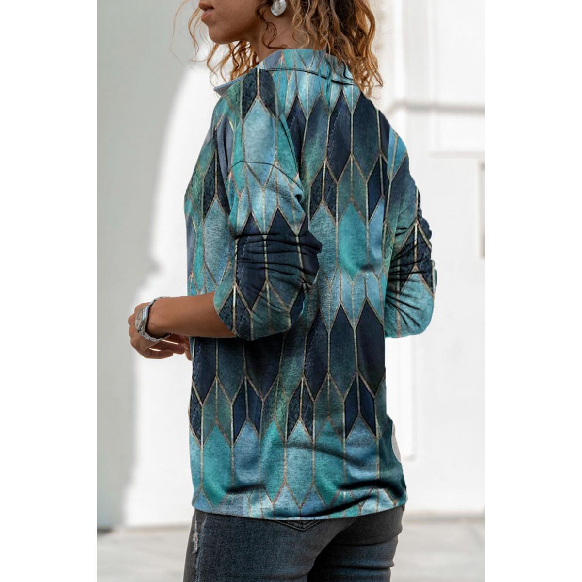 Bluza Eleganta Cu Maneci Lungi Si Imprimeu Noraha, Albastru Deschis Bluza Eleganta Cu Maneci Lungi Si Imprimeu Noraha, Albastru Deschis