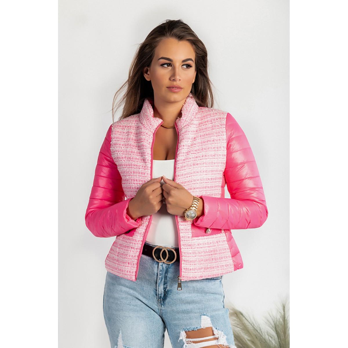 Geaca Scurta Matlasata Cu Detalii Decorative Juara, Fucsia Geaca Scurta Matlasata Cu Detalii Decorative Juara, Fucsia