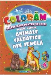 Coloram desene mari pentru cei mici Animale salbatice din jungla