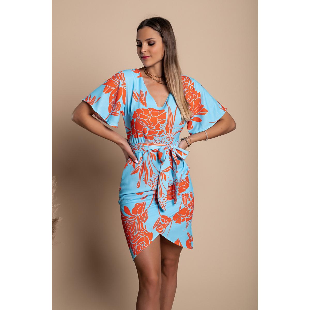 Rochie Mini Eleganta Cu Imprimeu Sarzana, Albastru Deschis Rochie Mini Eleganta Cu Imprimeu Sarzana, Albastru Deschis