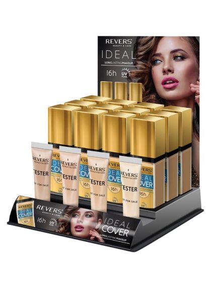 Set 12 bucati Fond de ten cu putere mare de acoperire, Ideal Cover, Revers, 16h, filtru UV, 30 ml Engros Set 12 bucati Fond de ten cu putere mare de acoperire, Ideal Cover, Revers, 16h, filtru UV, 30 ml Engros