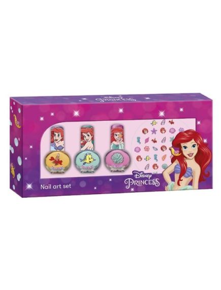 Set manichiura pentru fetite, 3 lacuri de unghii si modele de lipit pe unghii, Disney Little Mermaid 1669 Engros Set manichiura pentru fetite, 3 lacuri de unghii si modele de lipit pe unghii, Disney Little Mermaid 1669 Engros