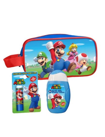 Set produse ingrijire copii, gel de dus si sampon, balsam de buze si borseta depozitare Super Mario 1809, 110 ml Engros Set produse ingrijire copii, gel de dus si sampon, balsam de buze si borseta depozitare Super Mario 1809, 110 ml Engros