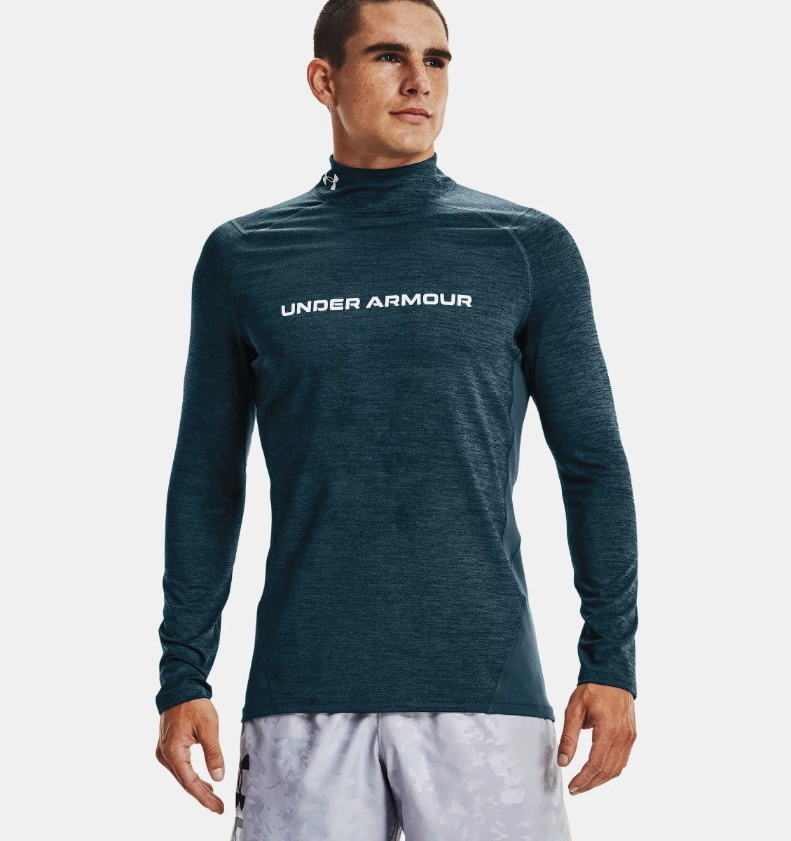 Tricou pentru bărbați ColdGear Armour Fitted Mock Blue - Under Armour Tricou pentru bărbați ColdGear Armour Fitted Mock Blue - Under Armour