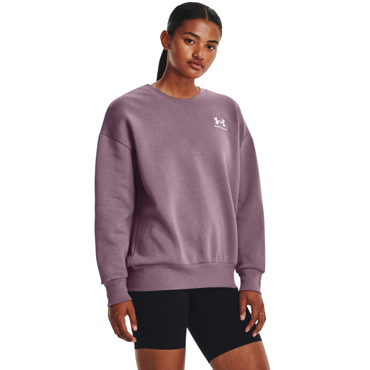 Hanorac pentru femei Essential Fleece OS Crew Purple - Under Armour Hanorac pentru femei Essential Fleece OS Crew Purple - Under Armour