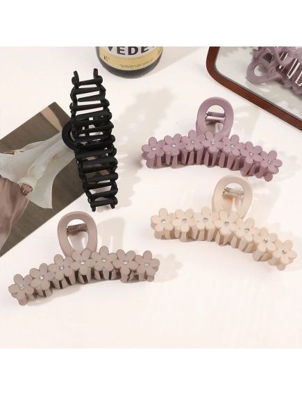 En-gros Cleste pentru par, marime mare, model cu flori si strasuri, din silicon, 4 culori En-gros Cleste pentru par, marime mare, model cu flori si strasuri, din silicon, 4 culori