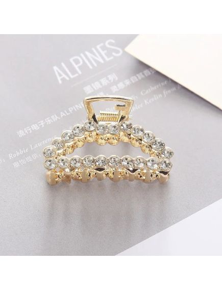 En-gros Cleste pentru par model deosebit, stilizat cu perle si strasuri albe, Auriu, Metalic, marime medie En-gros Cleste pentru par model deosebit, stilizat cu perle si strasuri albe, Auriu, Metalic, marime medie