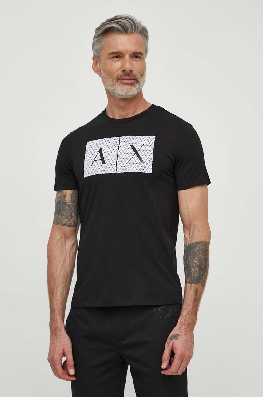 Armani Exchange Tricou din bumbac culoarea negru, cu imprimeu Armani Exchange Tricou din bumbac culoarea negru, cu imprimeu