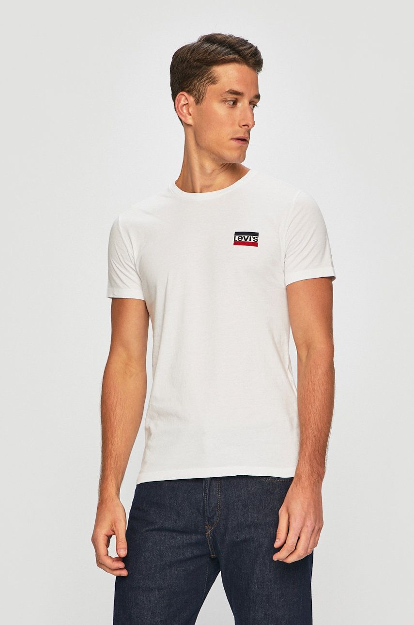 Levi's tricou din bumbac 2-pack barbati, culoarea negru, cu imprimeu Levi's tricou din bumbac 2-pack barbati, culoarea negru, cu imprimeu