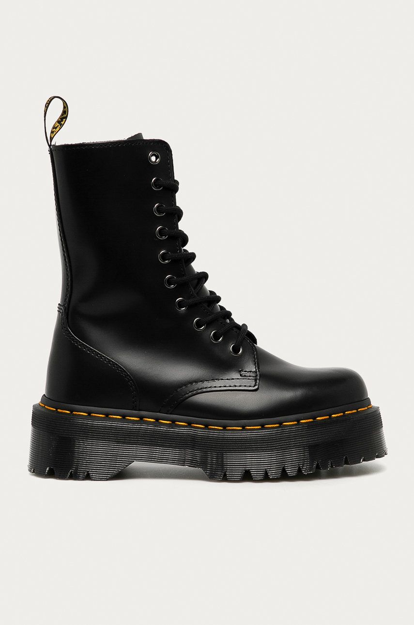 Dr. Martens bocanci de piele Jadon Hi femei, culoarea negru, cu platforma Dr. Martens bocanci de piele Jadon Hi femei, culoarea negru, cu platforma
