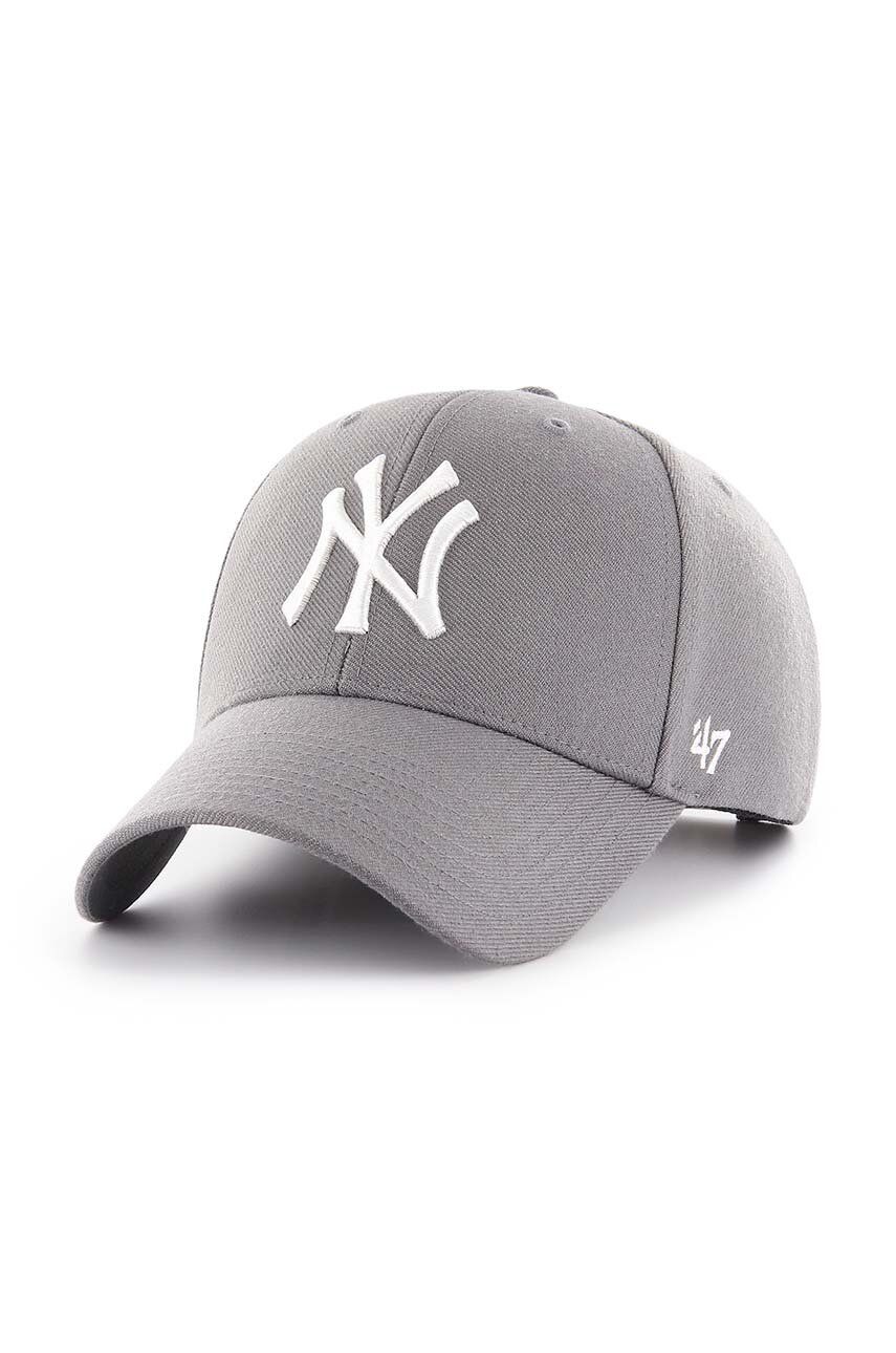 47brand șapcă MLB New York Yankees culoarea gri, cu imprimeu B-MVPSP17WBP-DY 47brand șapcă MLB New York Yankees culoarea gri, cu imprimeu B-MVPSP17WBP-DY