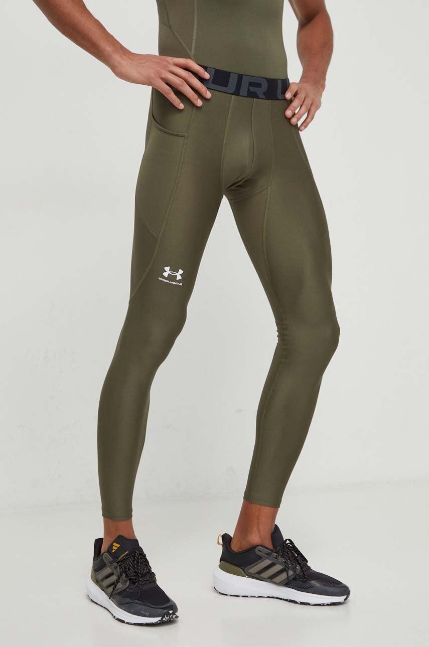 Under Armour leggins de antrenament barbati, culoarea verde, neted Under Armour leggins de antrenament barbati, culoarea verde, neted