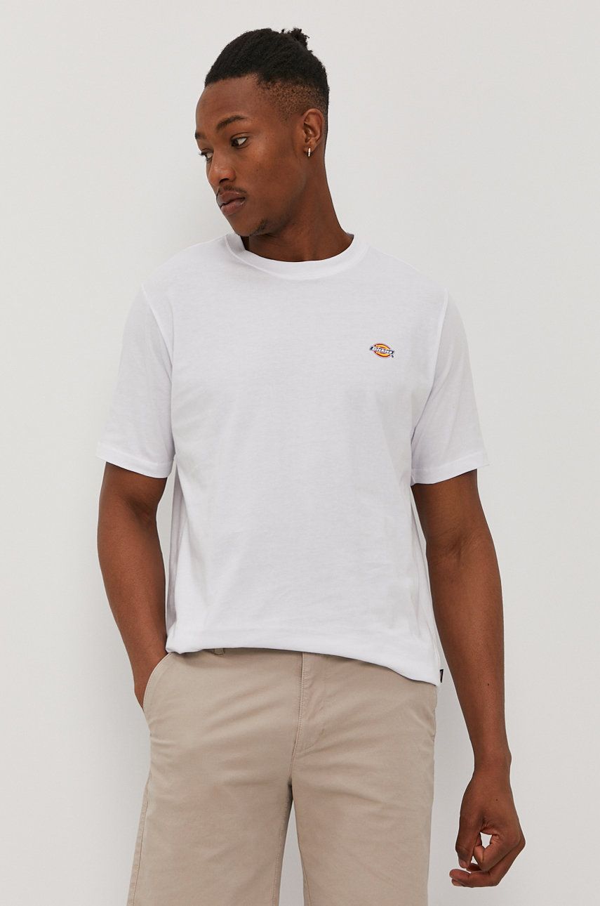 Dickies tricou bărbați, culoarea alb, material uni DK0A4XDBWHX-WHITE Dickies tricou bărbați, culoarea alb, material uni DK0A4XDBWHX-WHITE