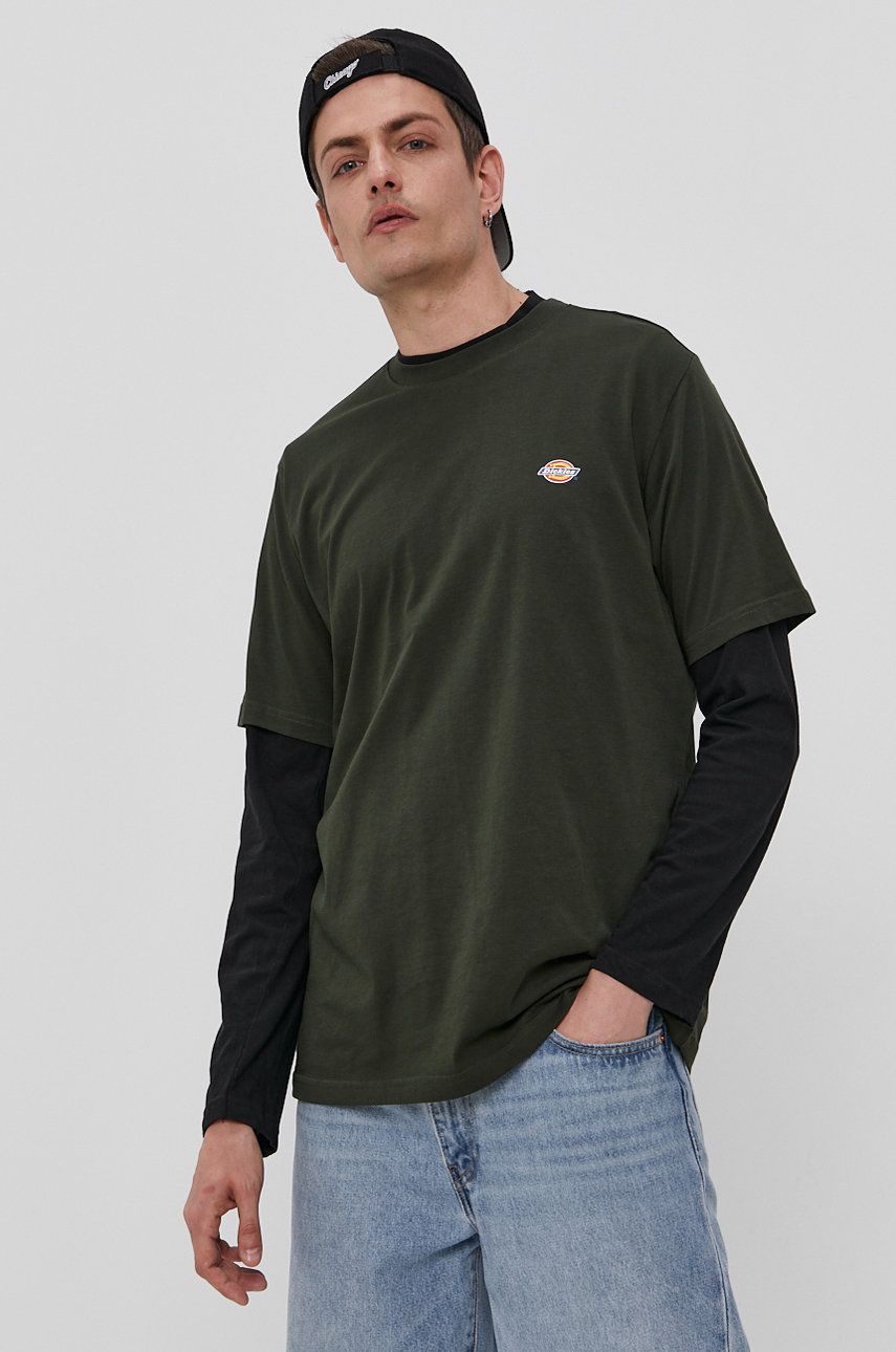 Dickies tricou bărbați, culoarea verde, material uni DK0A4XDBOGX-OLIVEGREEN Dickies tricou bărbați, culoarea verde, material uni DK0A4XDBOGX-OLIVEGREEN