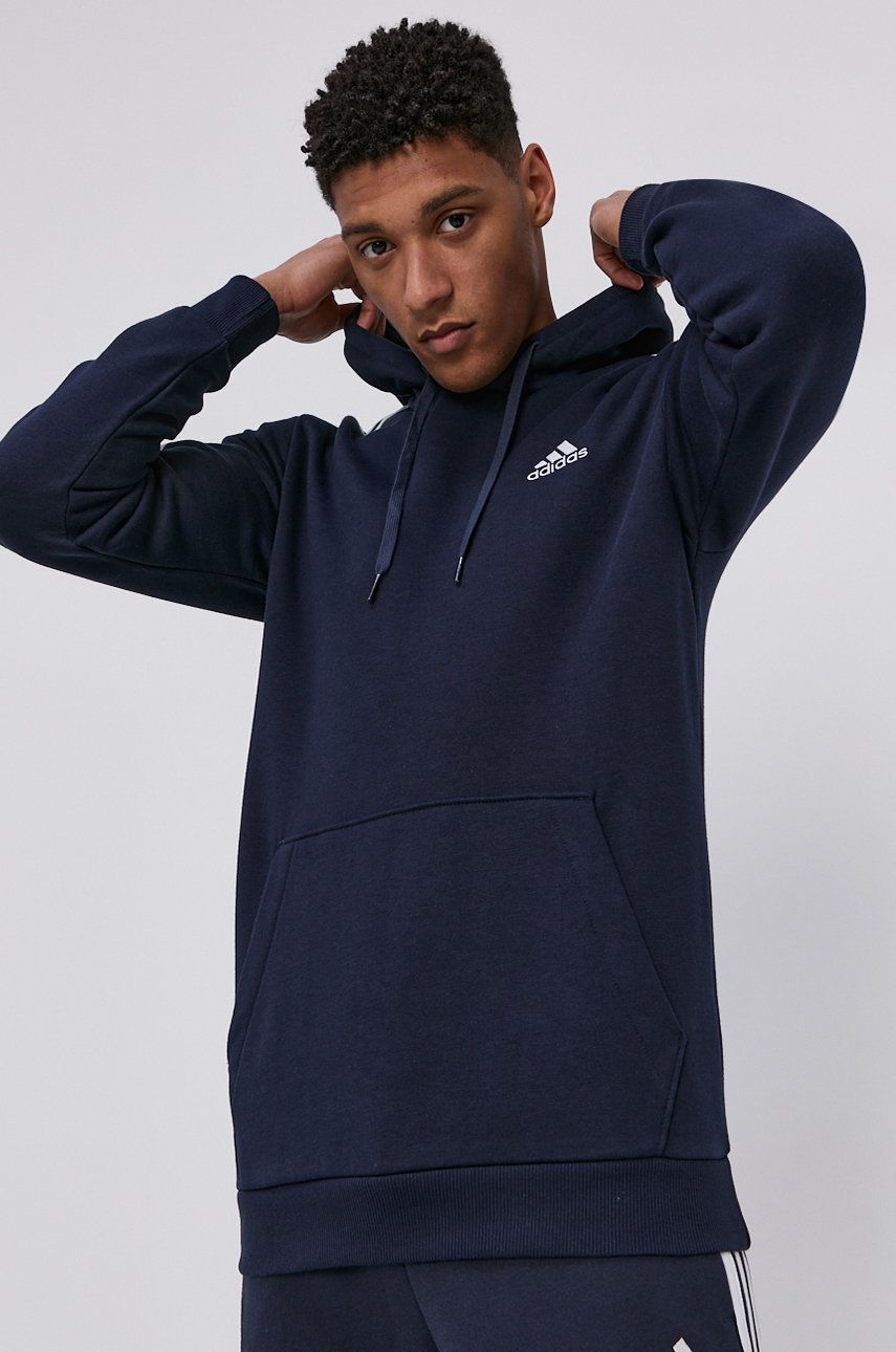 Adidas Bluză GK9073 bărbați, culoarea albastru marin, material neted Adidas Bluză GK9073 bărbați, culoarea albastru marin, material neted