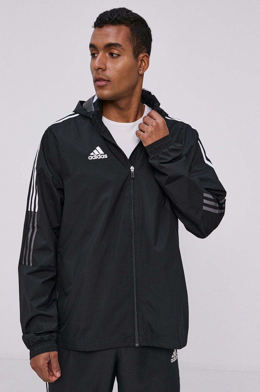 Adidas Performance Geacă GH4466 bărbați, culoarea negru, de tranzitie Adidas Performance Geacă GH4466 bărbați, culoarea negru, de tranzitie