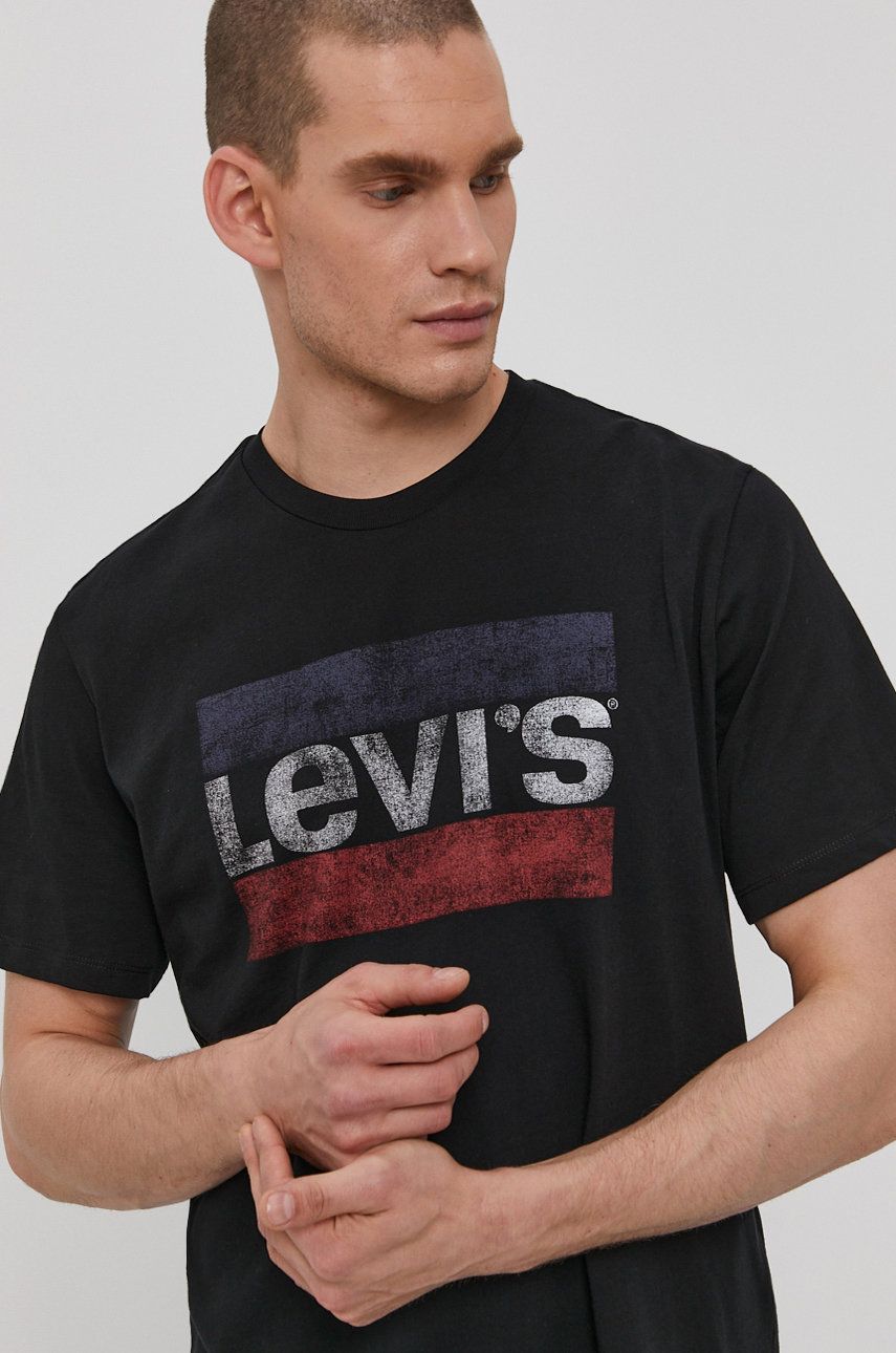 Levi's tricou bărbați, culoarea negru, cu imprimeu 39636.0050-Blacks Levi's tricou bărbați, culoarea negru, cu imprimeu 39636.0050-Blacks