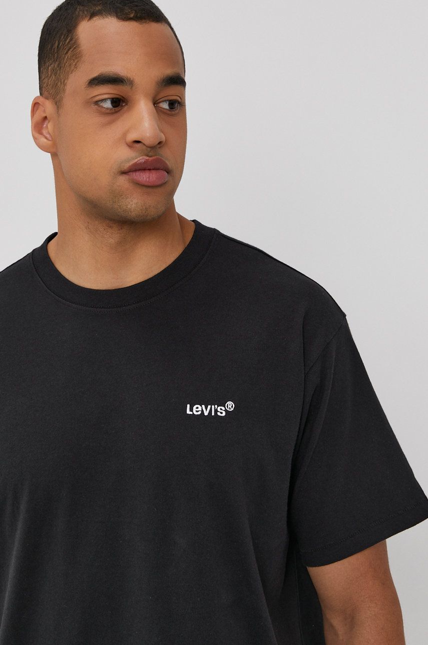 Levi's tricou bărbați, culoarea negru, material uni A0637.0001-Blacks Levi's tricou bărbați, culoarea negru, material uni A0637.0001-Blacks