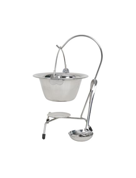 Ceaun mini, din inox, 0.8L cu suport si lingura / EXT 7228_3 Engros Ceaun mini, din inox, 0.8L cu suport si lingura / EXT 7228_3 Engros