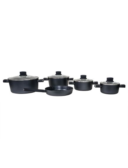Set oale, 9 piese din aluminiu, compus din 4 oale cu manere ,1 tigaie, 4 capace sticla termorezistente / ZLN 0942 Engros Set oale, 9 piese din aluminiu, compus din 4 oale cu manere ,1 tigaie, 4 capace sticla termorezistente / ZLN 0942 Engros