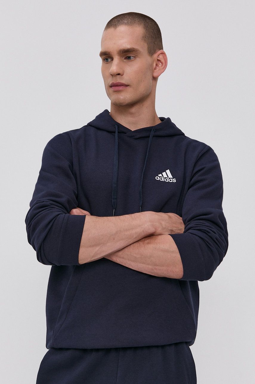 Adidas Bluză H12216 bărbați, culoarea albastru marin, material neted Adidas Bluză H12216 bărbați, culoarea albastru marin, material neted
