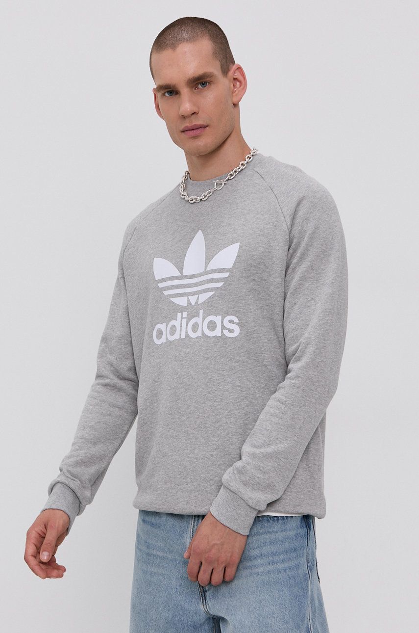 adidas Originals hanorac de bumbac H06650 bărbați, culoarea gri, melanj H06650-MGREYH/WHT adidas Originals hanorac de bumbac H06650 bărbați, culoarea gri, melanj H06650-MGREYH/WHT