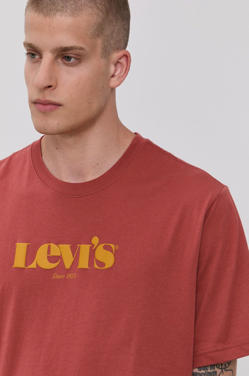 Levi's tricou din bumbac culoarea roșu, cu imprimeu 16143.0318-Reds Levi's tricou din bumbac culoarea roșu, cu imprimeu 16143.0318-Reds