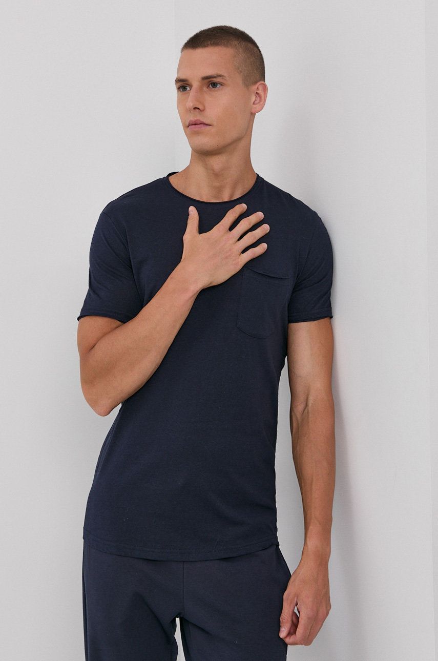!SOLID Tricou din bumbac culoarea albastru marin, material neted !SOLID Tricou din bumbac culoarea albastru marin, material neted