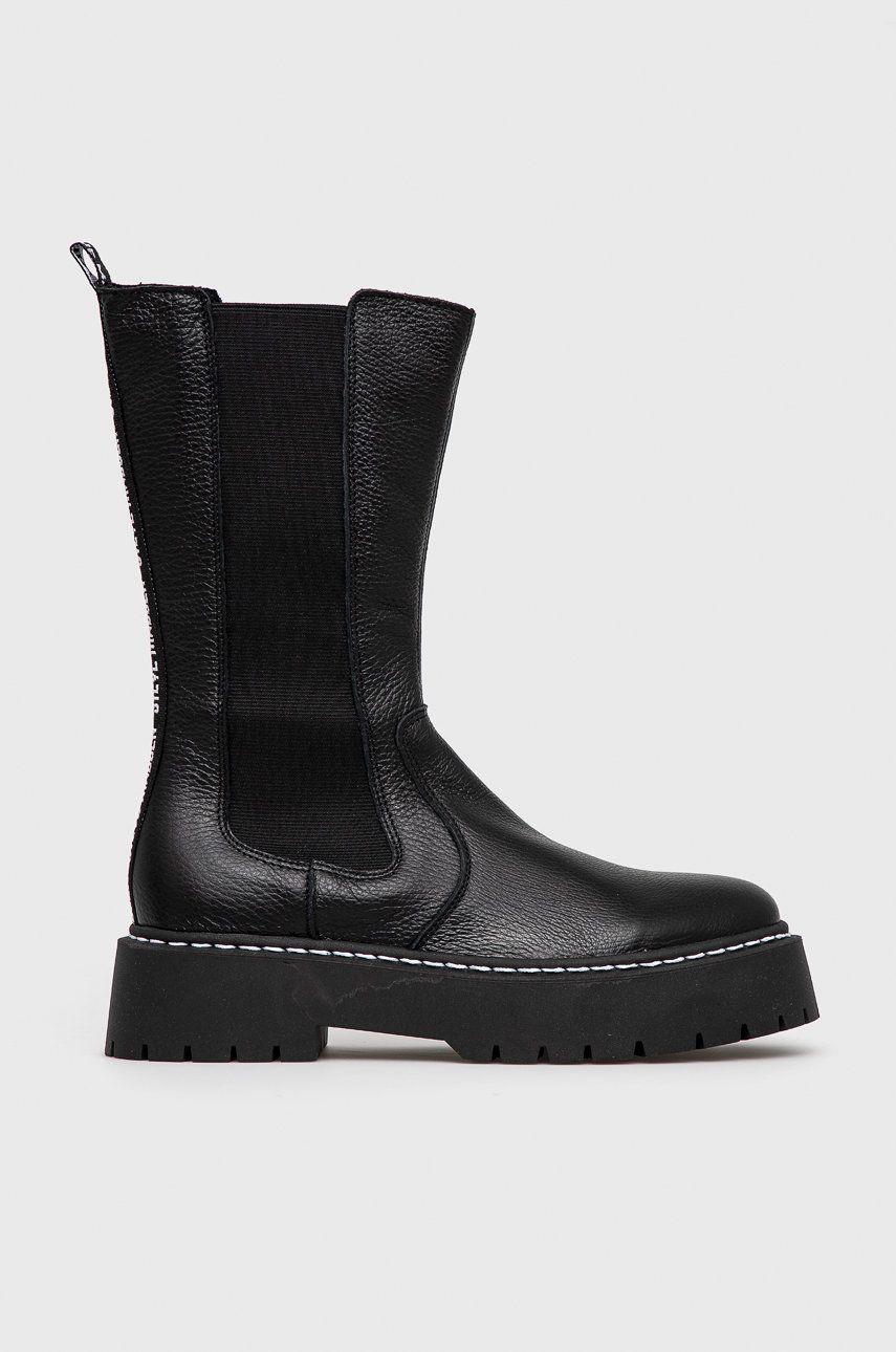 Steve Madden Ghete Chelsea de piele femei, culoarea negru, cu platformă Steve Madden Ghete Chelsea de piele femei, culoarea negru, cu platformă