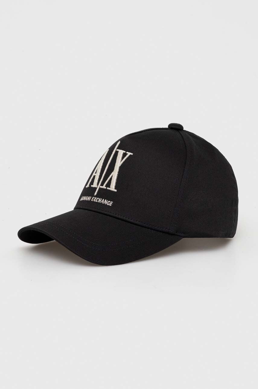 Armani Exchange șapcă de baseball din bumbac culoarea negru, cu imprimeu Armani Exchange șapcă de baseball din bumbac culoarea negru, cu imprimeu