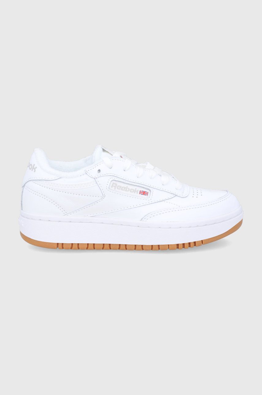 Reebok Classic ghete de piele Club C Double FV5658 culoarea alb, cu toc plat FV5658.100001198-WHT/WHT Reebok Classic ghete de piele Club C Double FV5658 culoarea alb, cu toc plat FV5658.100001198-WHT/WHT