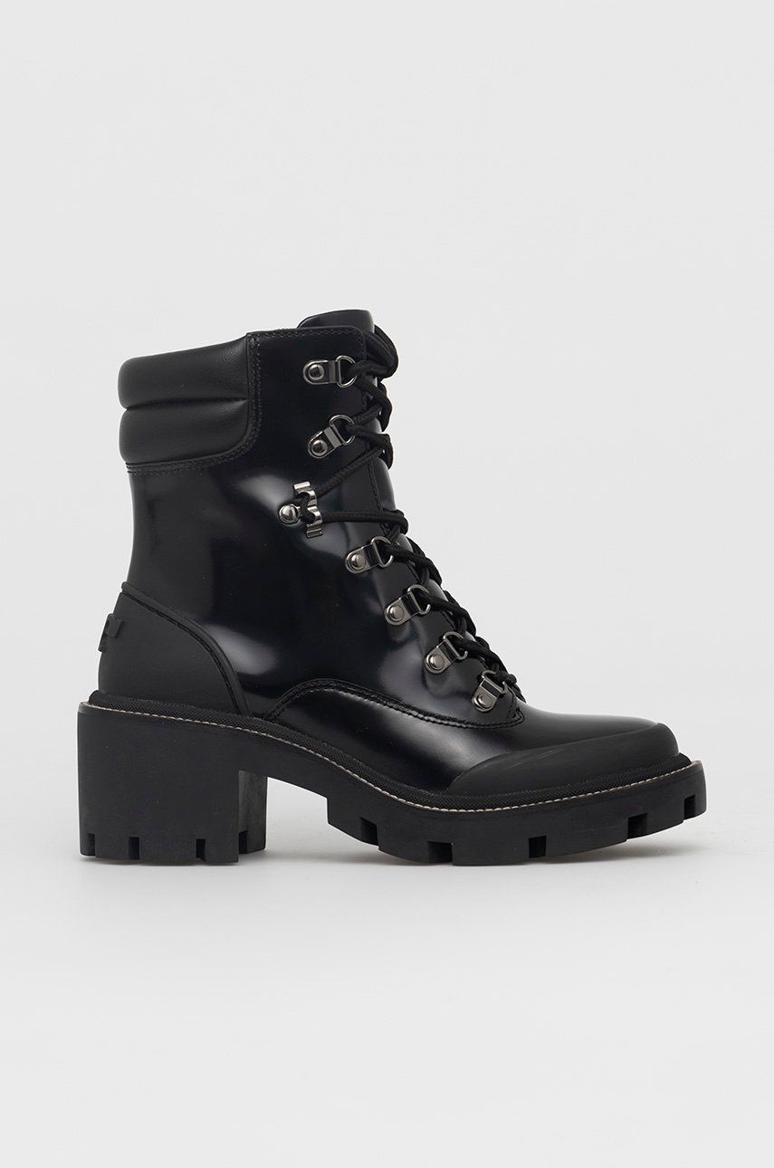 Tory Burch Bocanci de piele femei, culoarea negru, cu toc drept Tory Burch Bocanci de piele femei, culoarea negru, cu toc drept