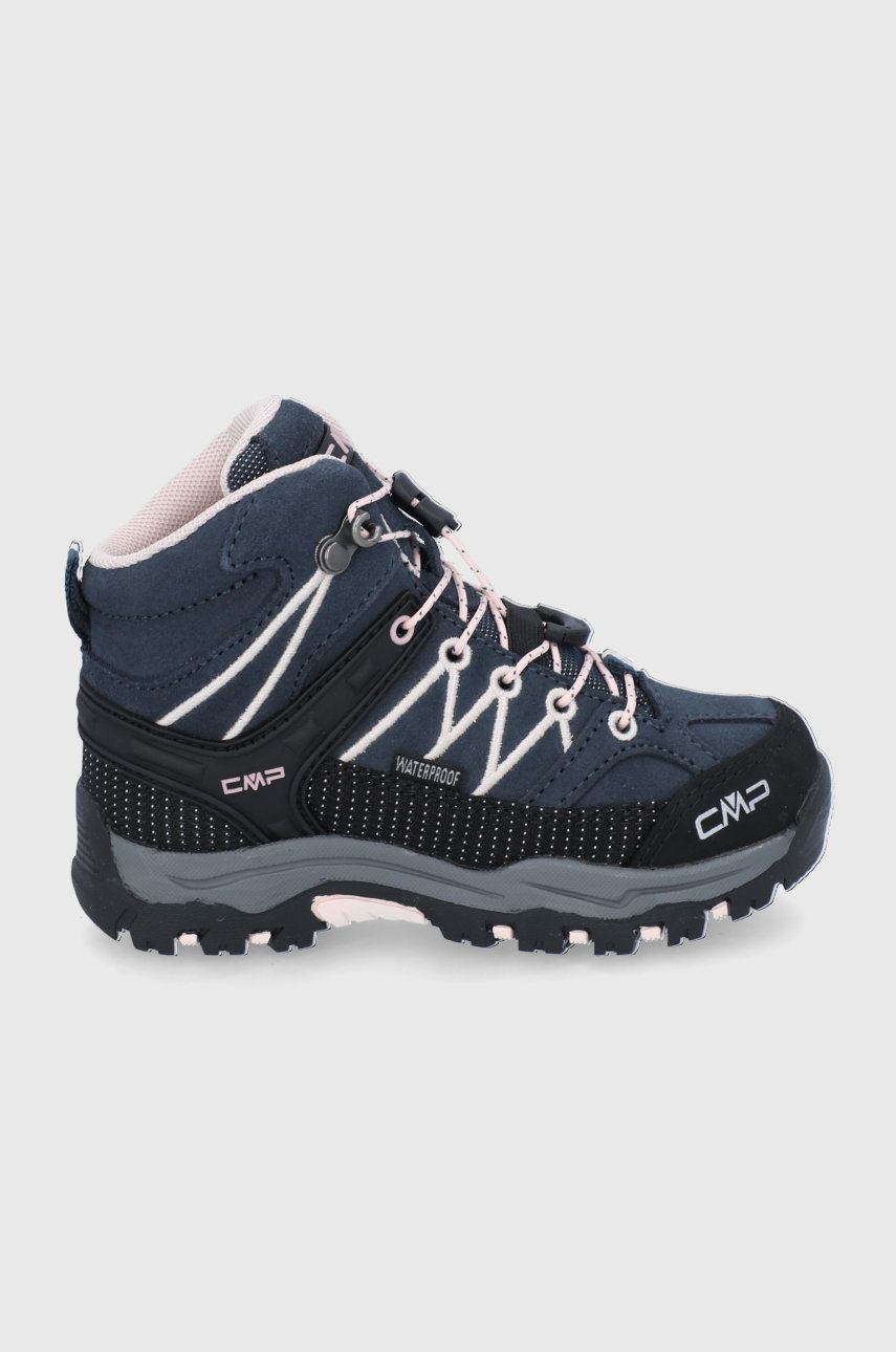 CMP pantofi din piele intoarsa pentru copii KIDS RIGEL MID TREKKING SHOE WP culoarea albastru marin CMP pantofi din piele intoarsa pentru copii KIDS RIGEL MID TREKKING SHOE WP culoarea albastru marin